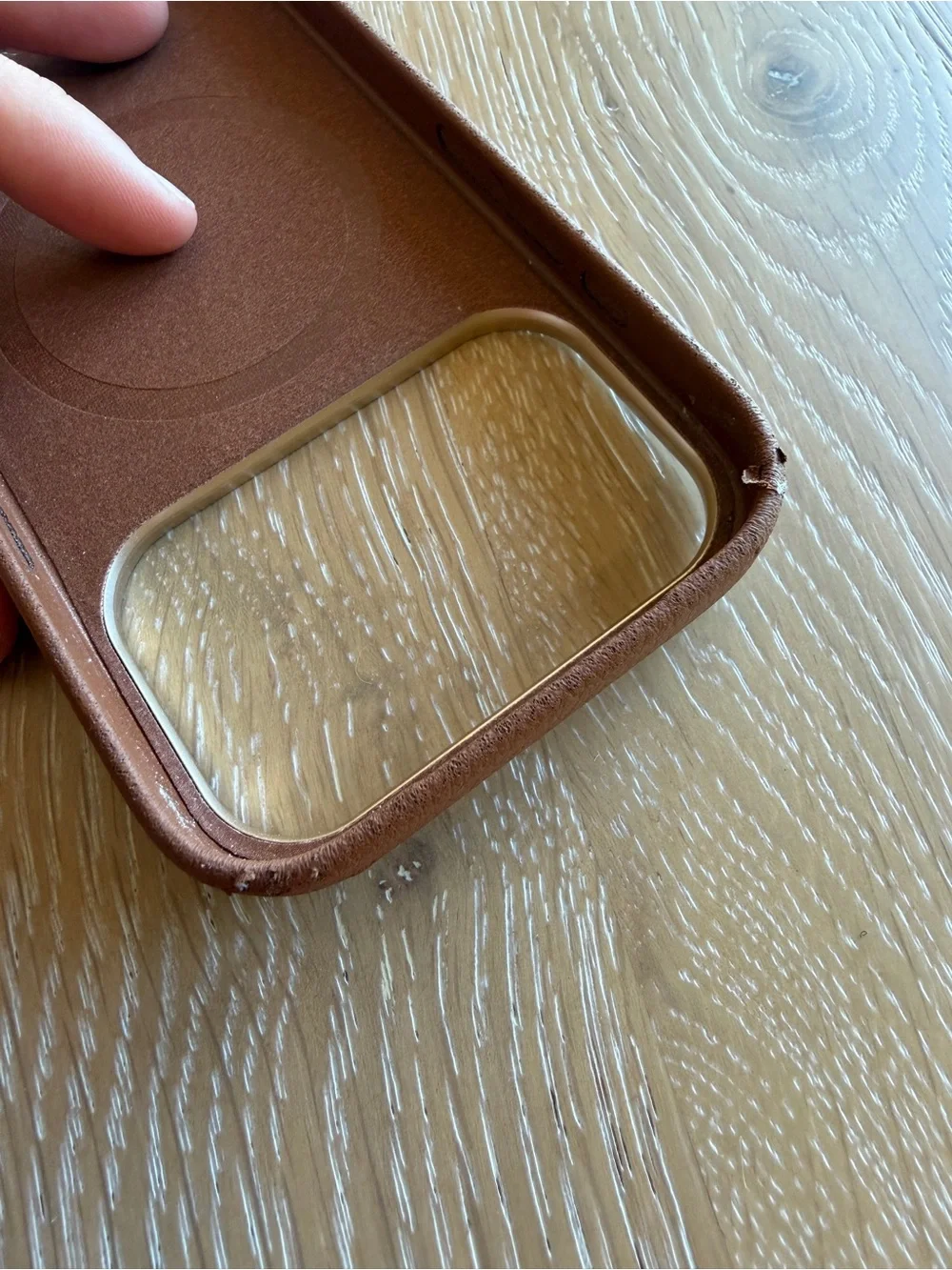 iPhone 17 Pro Otterbox Leather Brown Phone Case with Gold Trim